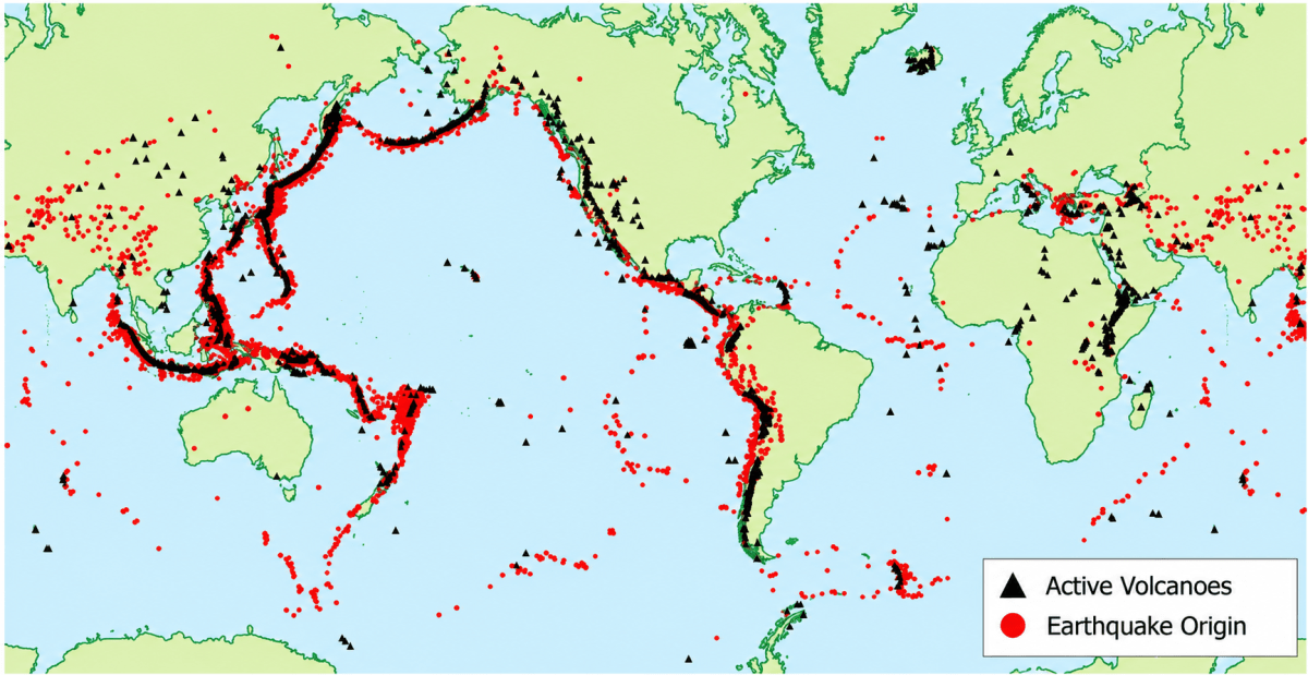 Examine the plate map (Fig. 2.3) with the earthquake and volcano map (Fig. 2.4). What correlation do you observe? Shaping of the Earth's Surface, CBSE Class 9th NCERT Social Science Solutions.