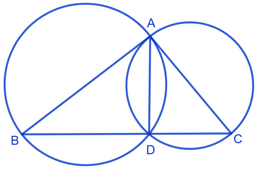 If circles are drawn taking two sides of a triangle as diameters, prove that the point of intersection of these circles lie on the third side. NCERT Class 9 Mathematics CBSE Solutions.