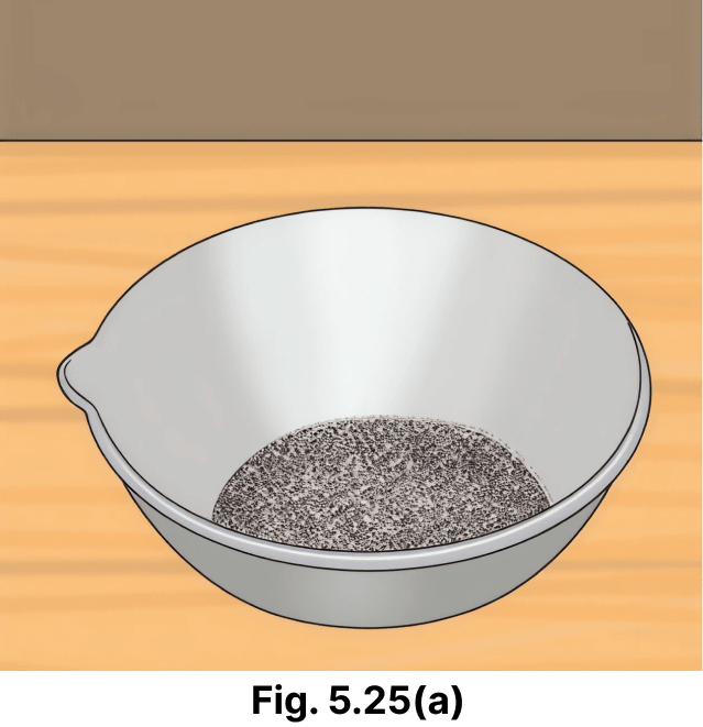 You are given a mixture of sand, common salt and naphthalene (Fig. 5.25a). The Fig. 5.25b depicts various steps used to separate the components of this mixture. Identify and write down the correct sequence of separation techniques. Exploring Mixtures and their Separation, NCERT Class 9 Science CBSE Solutions.