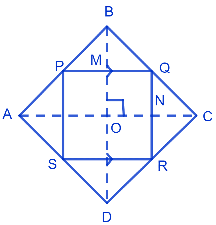 ABCD is a rhombus and P, Q, R and S are the mid-points of the sides AB, BC, CD and DA respectively. Show that the quadrilateral PQRS is a rectangle. NCERT Class 9 Mathematics CBSE Solutions.