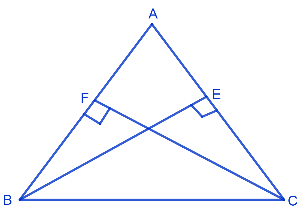 ABC is an isosceles triangle in which altitudes BE and CF are drawn to equal sides AC and AB respectively see Fig. Show that these altitudes are equal. NCERT Class 9 Mathematics CBSE Solutions.