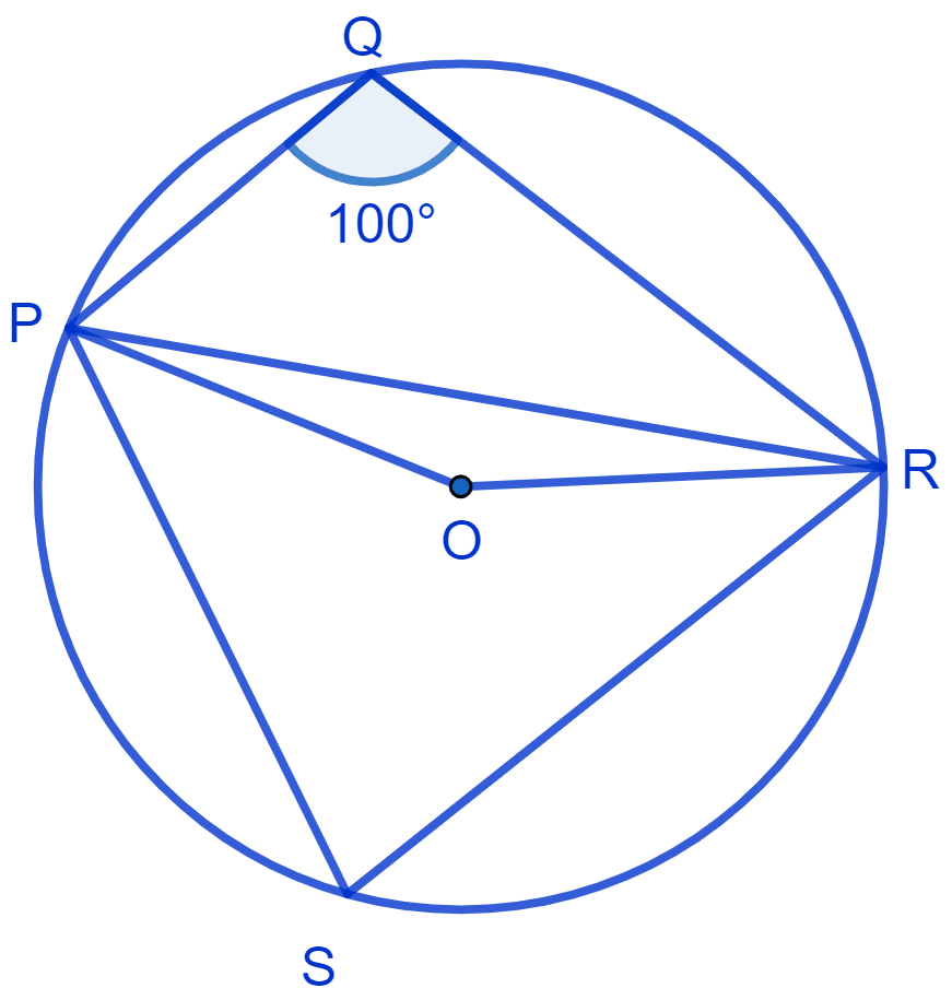 In Fig. ∠PQR = 100°, where P, Q and R are points on a circle with centre O. Find ∠OPR. NCERT Class 9 Mathematics CBSE Solutions.