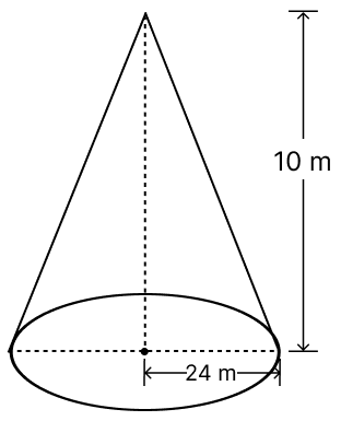 A conical tent is 10 m high and the radius of its base is 24 m. NCERT Class 9 Mathematics CBSE Solutions.