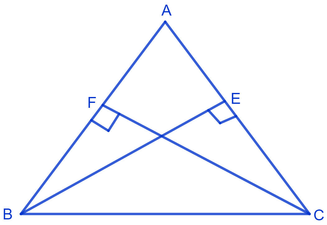 ABC is a triangle in which altitudes BE and CF to sides AC and AB are equal. Show that. NCERT Class 9 Mathematics CBSE Solutions.