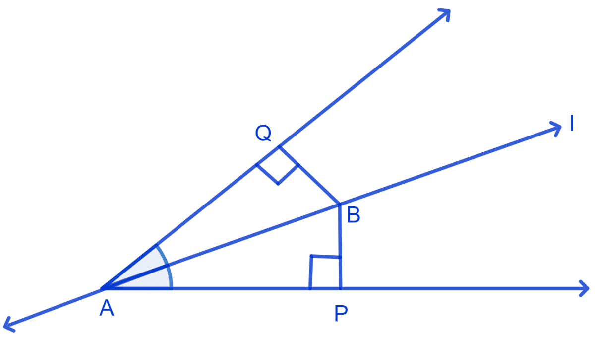 Line l is the bisector of an angle ∠A and B is any point on l. BP and BQ are perpendiculars from B to the arms of ∠A. Show that: NCERT Class 9 Mathematics CBSE Solutions.