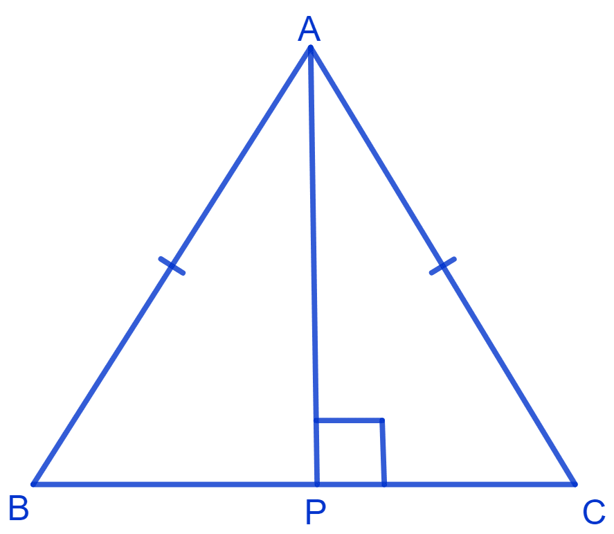 ABC is an isosceles triangle with AB = AC. Draw AP ⊥ BC to show that ∠B = ∠C. NCERT Class 9 Mathematics CBSE Solutions.