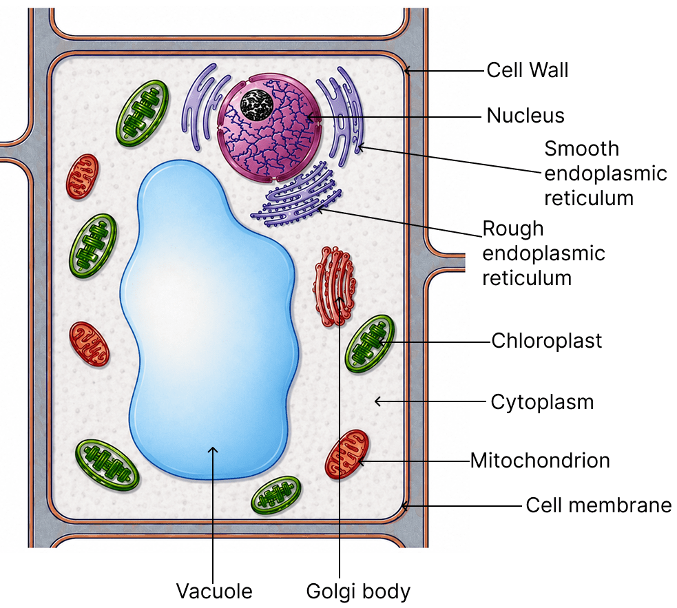 Draw a well-labelled schematic diagram of a plant or an animal cell using these clue. NCERT Class 9 Science CBSE Solutions.