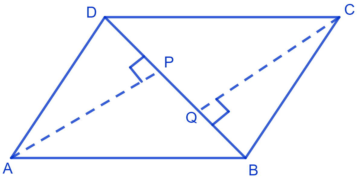 ABCD is a parallelogram and AP and CQ are perpendiculars from vertices A and C on diagonal BD. NCERT Class 9 Mathematics CBSE Solutions.