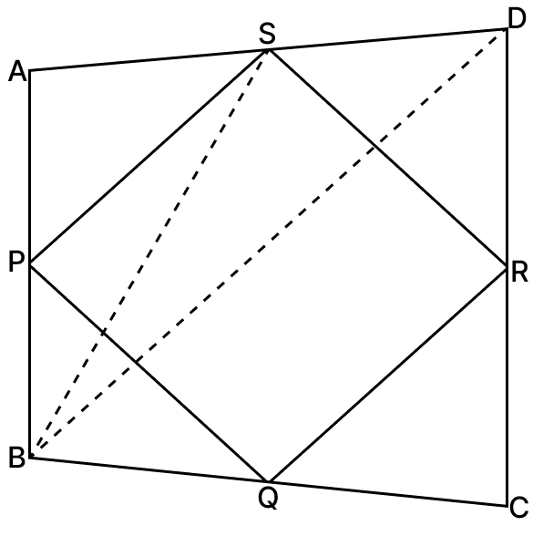If the mid-points of the sides of a 4-gon (also known as a quadrilateral, but we prefer to call it a '4-gon') are joined in order, prove that the area of the parallelogram thus formed will be half of the area of the given 4-gon. (You may wonder whether the 4-gon thus formed is always a parallelogram, and if so, why? These questions will be tackled and answered in the chapter on quadrilaterals.) Measuring Space: Perimeter and Area, Solutions for Class 9 NCERT Ganita Manjari Mathematics CBSE