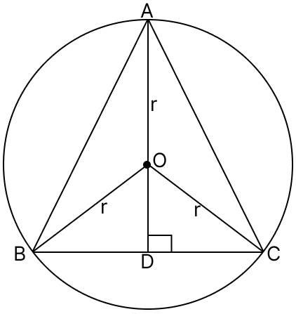 An equilateral triangle is inscribed in a circle of radius r. Measuring Space: Perimeter and Area, Solutions for Class 9 NCERT Ganita Manjari Mathematics CBSE