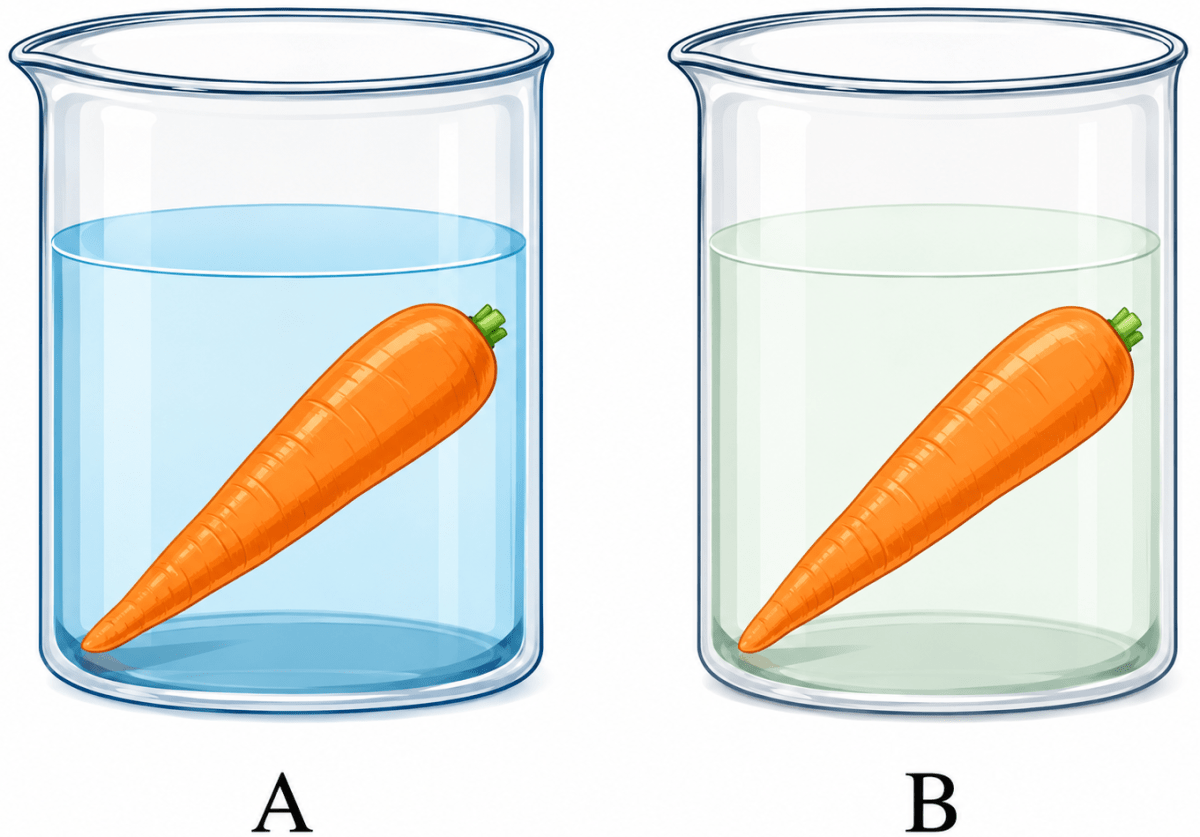 A researcher carried out an experiment in which she took two carrots of similar size. She placed one carrot in plain water and the other carrot in concentrated salt solution (Fig. 2.21). After 24 hours she recorded her observations. NCERT Class 9 Science CBSE Solutions.