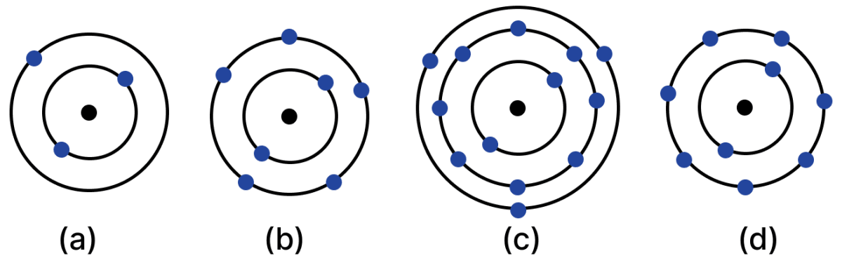 Find the following information for the elements shown in Fig. 8.17:(i) Name of the element (ii) Symbol (iii) Total number of electrons (iv) Number of valence electrons (v) Valency of the element (vi) Number of protons (vii) Atomic number Journey Inside the Atom, NCERT Class 9 Science CBSE Solutions.