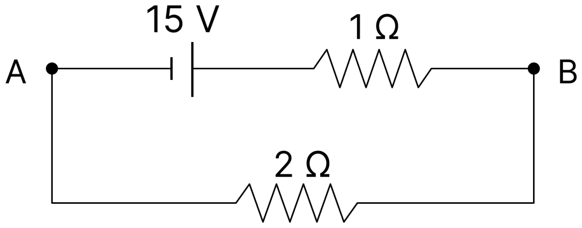 For the network shown in the figure, the value of V B &minus; V A is............... V. DC Circuits and Measurements, Nootan Physics Solutions ICS Class 12