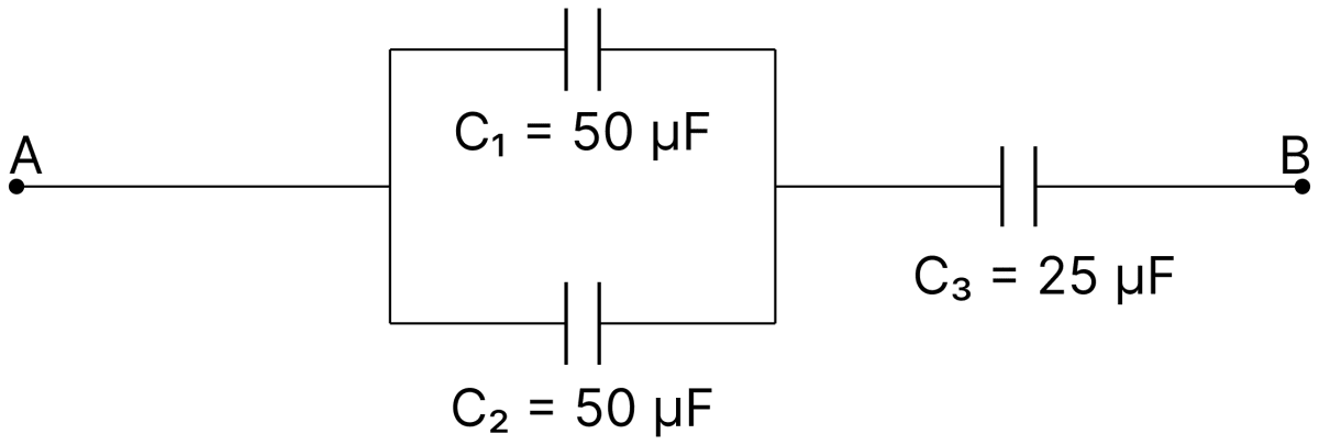 Calculate equivalent capacitance of the circuit shown in the figure given below:. Capacitors Dielectrics, Nootan Physics Solutions ICS Class 12
