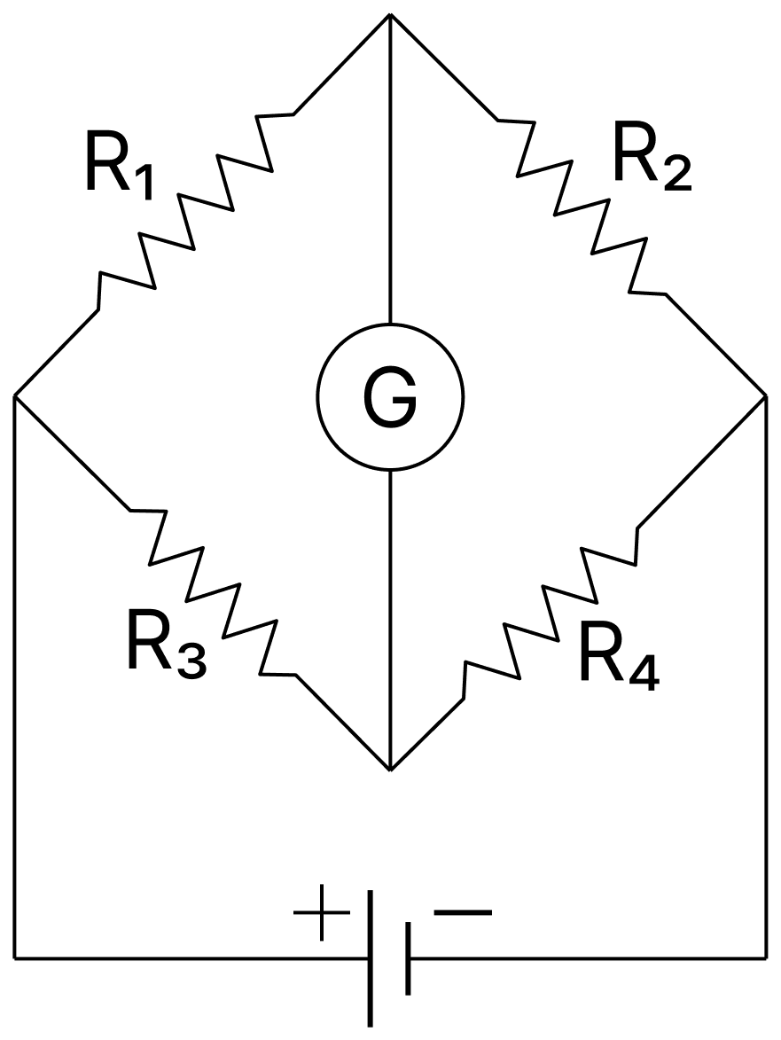 The Wheatstone bridge shown in figure here, gets balanced when the carbon resistor is used as R 1 has the colour code (orange, red, brown). The resistors R 2 and R 4 are 80 &Omega; and 40 &Omega;, respectively. Assuming that the colour code for the carbon resistors gives their accurate values, the colour code for the carbon resistor is used as R 3 would be:. DC Circuits and Measurements, Nootan Physics Solutions ICS Class 12