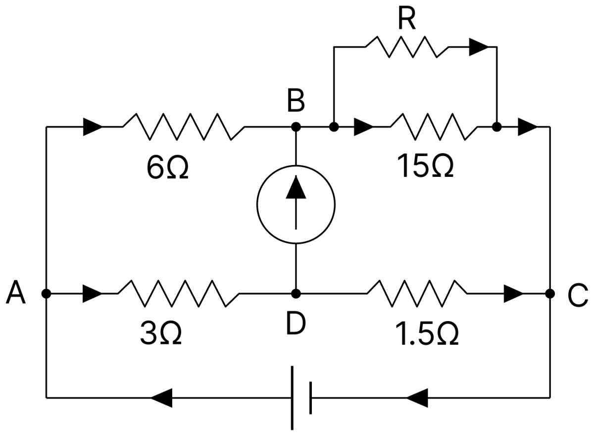 The given circuit diagram represents balanced Wheatstones bridge, calculate R. DC Circuits and Measurements, Nootan Physics Solutions ICS Class 12