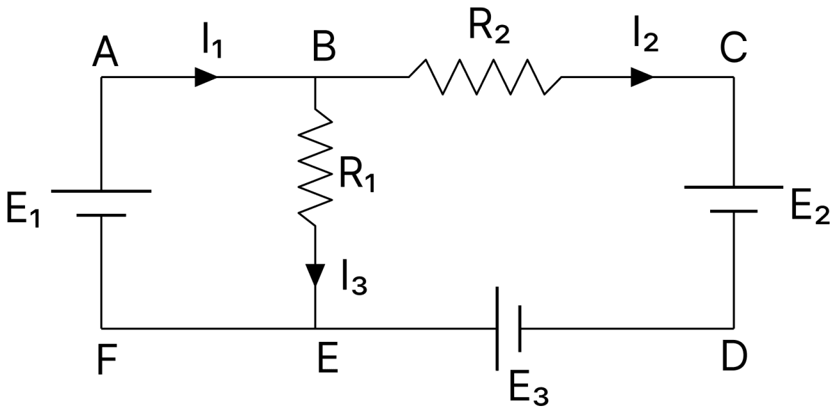 For the circuit given below, the Kirchhoffs loop rule for the loop BCDEB is given by the equation:. DC Circuits and Measurements, Nootan Physics Solutions ICS Class 12