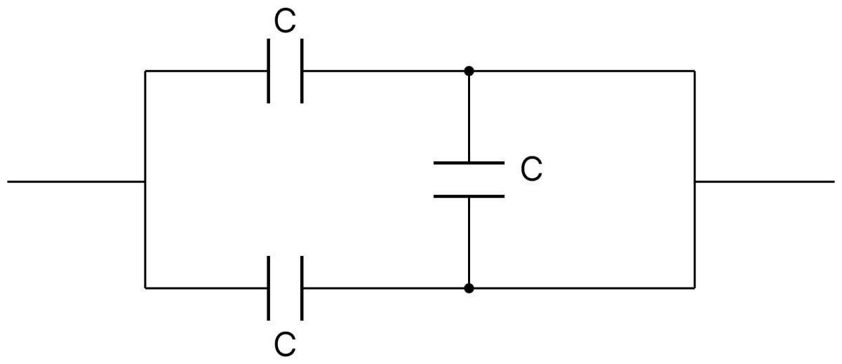 The equivalent capacitance of the combination shown in the figure is:. Capacitors Dielectrics, Nootan Physics Solutions ICS Class 12