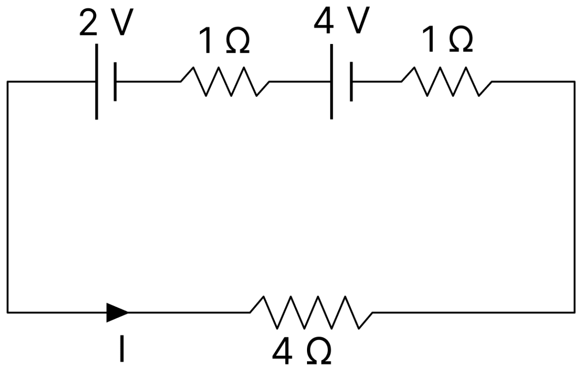 For the circuit shown in the figure, the current I will be:. DC Circuits and Measurements, Nootan Physics Solutions ICS Class 12