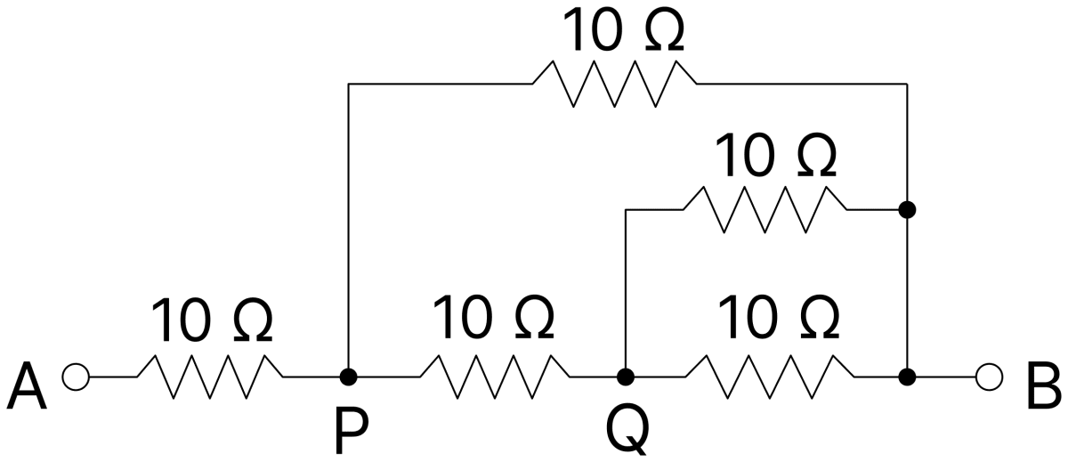 Calculate the equivalent resistance between points A and B in each of the shown networks of resistors. Electric Resistance and Ohm's Law, Nootan Physics Solutions ICS Class 12