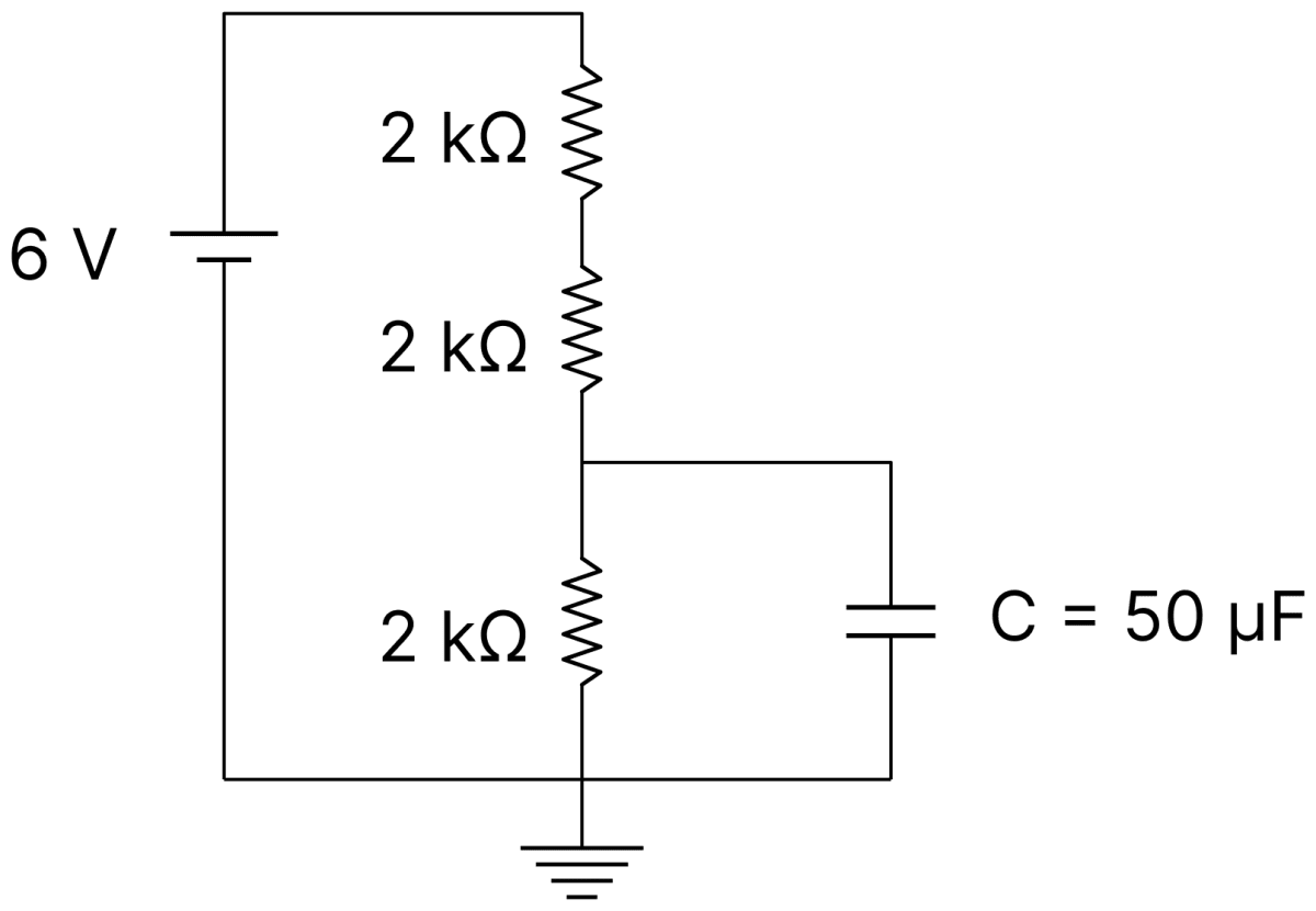A capacitor of 50 &micro;F is connected in a circuit as shown in figure. The charge on the upper plate of the capacitor is............... &micro;C. DC Circuits and Measurements, Nootan Physics Solutions ICS Class 12