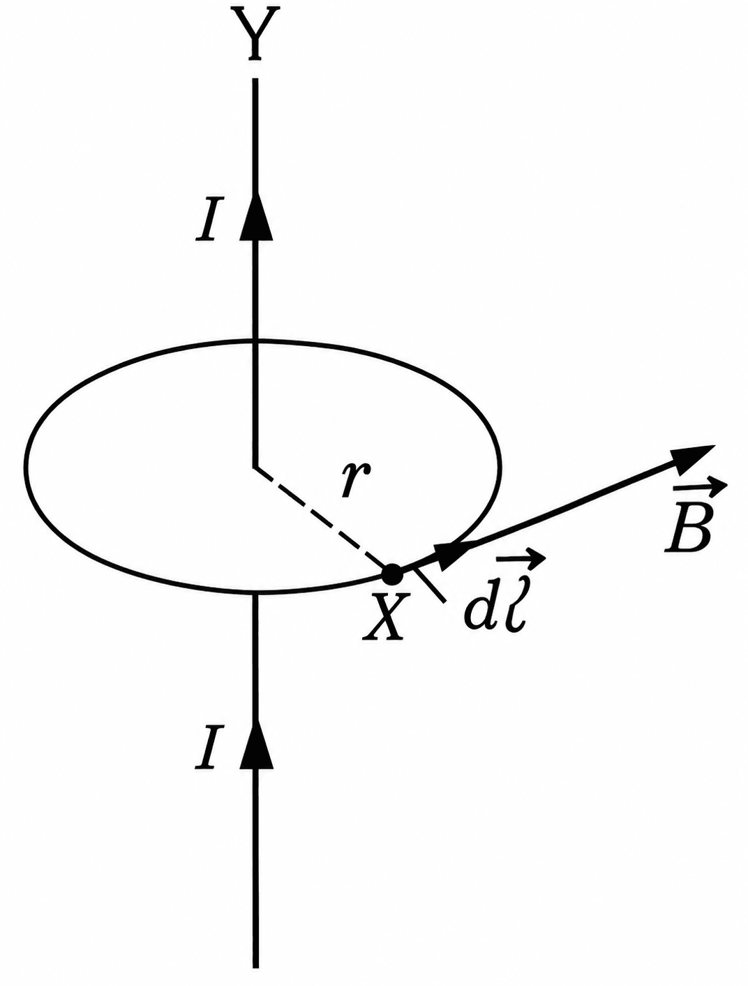 Using Amperes circuital law, obtain an expression for the magnetic flux density B at a point X at a perpendicular distance r from a long current-carrying conductor. Moving Charges and Magnetic Field, Nootan Physics Solutions ICS Class 12
