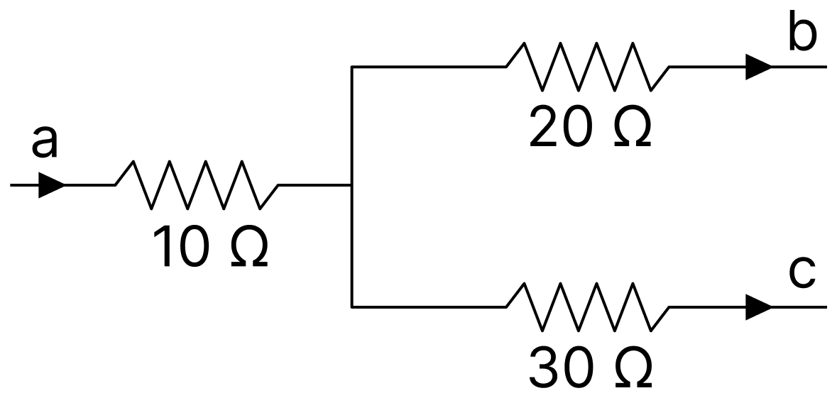 Figure shows a part of an electric circuit. The potentials at points a, b and c are 30 V, 12 V and 2 V respectively. The current through the 20 &Omega; resistor will be:. DC Circuits and Measurements, Nootan Physics Solutions ICS Class 12
