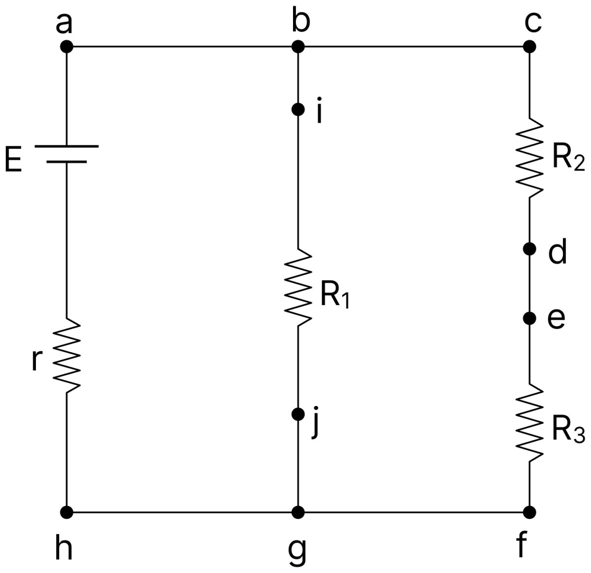 An experiment was set up with the circuit diagram shown in the figure. Given that R 1 = 10&Omega;, R 2 = R 3 = 5&Omega;, r = 0 &Omega; and E = 5V. DC Circuits and Measurements, Nootan Physics Solutions ICS Class 12