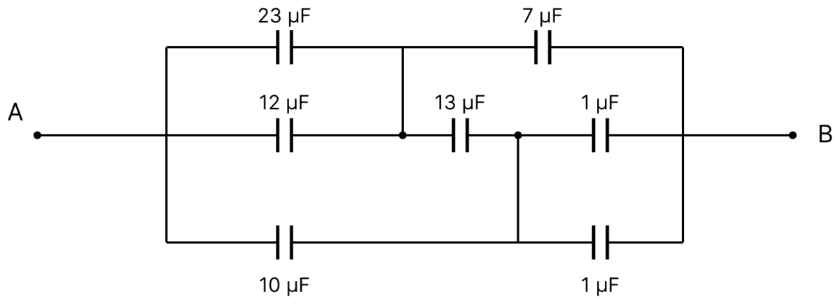 Find the equivalent capacitance between A and B in each case. Capacitors Dielectrics, Nootan Physics Solutions ICS Class 12