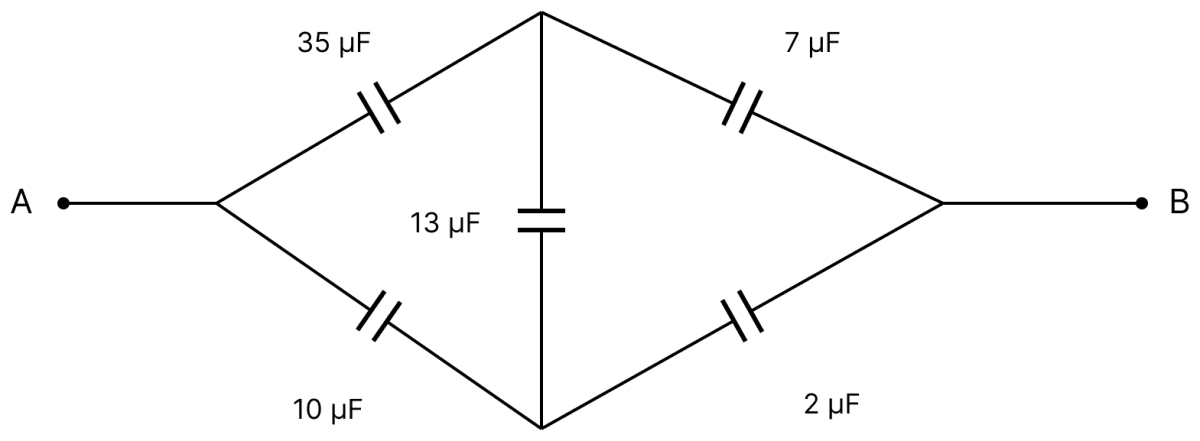 Find the equivalent capacitance between A and B in each case. Capacitors Dielectrics, Nootan Physics Solutions ICS Class 12