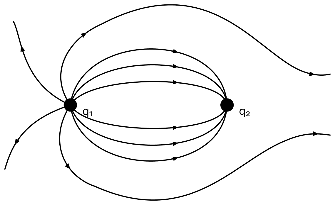 The field lines for two point charges are shown as:. Electric Charges, Nootan Physics Solutions ICS Class 12