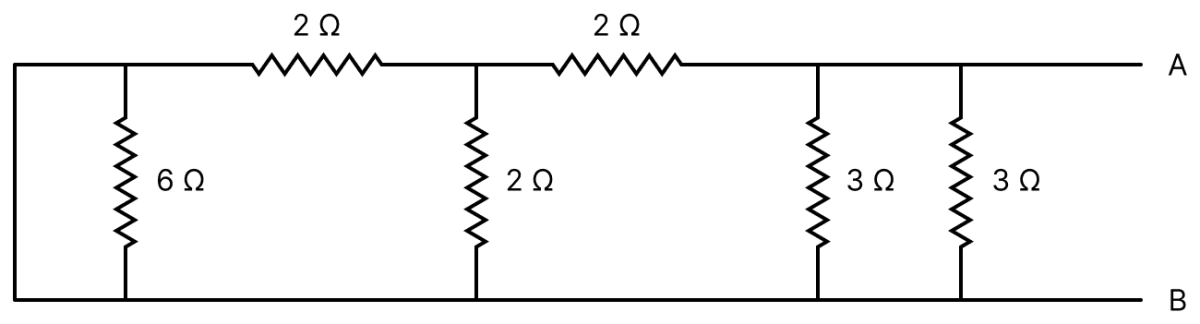 Equivalent resistance of the following network is............... Ω. Electric Resistance and Ohm's Law, Nootan Physics Solutions ICS Class 12