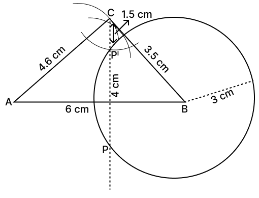 Using ruler and compasses only, construct a ΔABC in which AB = 6 cm, BC = 3.5 cm and CA = 4.6 cm. Loci, RSA Mathematics Solutions ICSE Class 10.