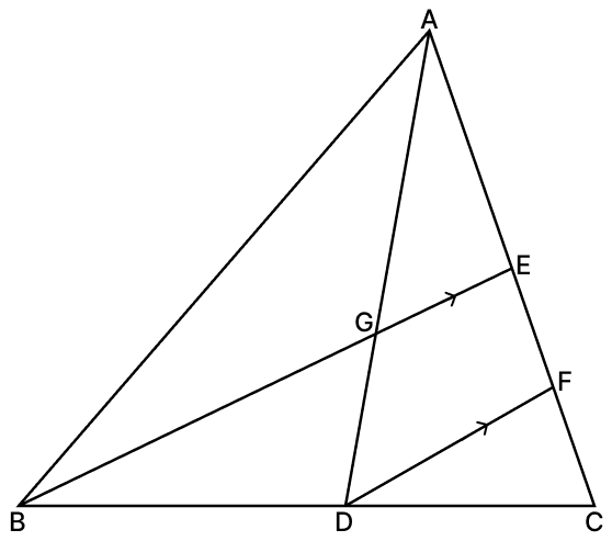 In the given figure, medians AD and BE of ΔABC meet at G and DF ∥ BE. Prove that : Similarity of Triangles, RSA Mathematics Solutions ICSE Class 10.