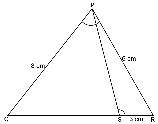 PQR is a triangle, S is a point on the side QR of ΔPQR such that ∠PSR = ∠QPR. Given QP = 8 cm, PR = 6 cm and SR = 3 cm. Similarity of Triangles, RSA Mathematics Solutions ICSE Class 10.