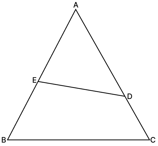 In the adjoining figure, ∠ADE = ∠ABC, AE = 8 cm, EB = 7 cm, BC = 9 cm, AD = 10 cm and DC = 2 cm. Then the length of DE is: Similarity of Triangles, RSA Mathematics Solutions ICSE Class 10.