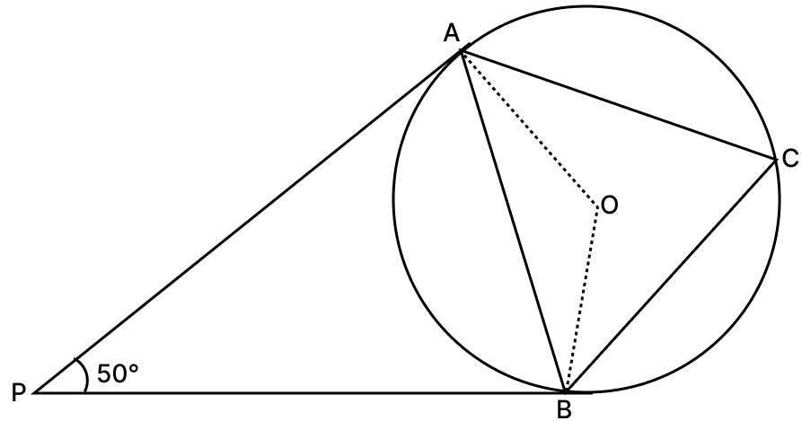 In the given figure, PA and PB are two tangents to the circle with centre O. If ∠APB = 50°, find : Tangent Properties of Circles, RSA Mathematics Solutions ICSE Class 10.