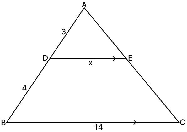 In the figure, if DE ∥ BC, then the value of x is 6 units. Similarity of Triangles, RSA Mathematics Solutions ICSE Class 10.