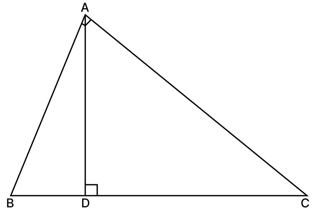 In a right-angled ΔABC, right-angled at A, if AD ⟂ BC such that AD = p, BC = a, CA = b and AB = c, then: Similarity of Triangles, RSA Mathematics Solutions ICSE Class 10.