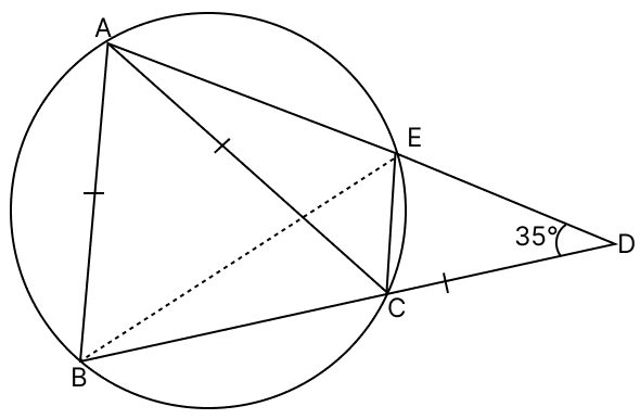 In the adjoining figure, AB = AC = CD and ∠ADC = 35°. Calculate : Loci, RSA Mathematics Solutions ICSE Class 10.