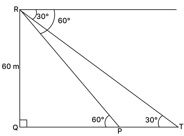From the top of a cliff 60 m high, the angles of depression of two boats are 30° and 60° respectively. Find the distance between the boats, when the boats are. Volume And Surface Area of solid RSA Mathematics Solutions ICSE Class 10.