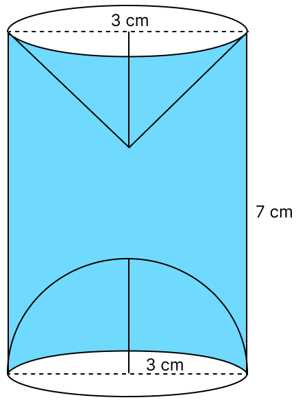 A hemispherical and a conical hole is scooped out of a solid wooden cylinder. Find the volume of the remaining solid where the measurements are as follows. Volume And Surface Area of solid RSA Mathematics Solutions ICSE Class 10.