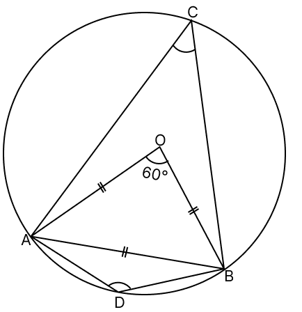 A chord of a circle is equal to its radius. The angle subtended by this chord at the minor arc of the circle is. Loci, RSA Mathematics Solutions ICSE Class 10.