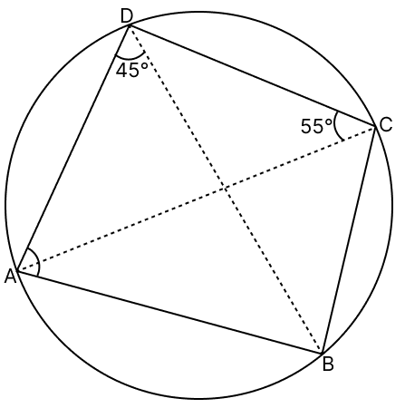 ABCD is a cyclic quadrilateral such that ∠ADB = 45° and ∠DCA = 55°, then ∠DAB is equal to. Loci, RSA Mathematics Solutions ICSE Class 10.