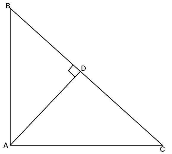 Which of the following is true in the given figure, where AD is the altitude to the hypotenuse of a right-angled ΔABC? Similarity of Triangles, RSA Mathematics Solutions ICSE Class 10.
