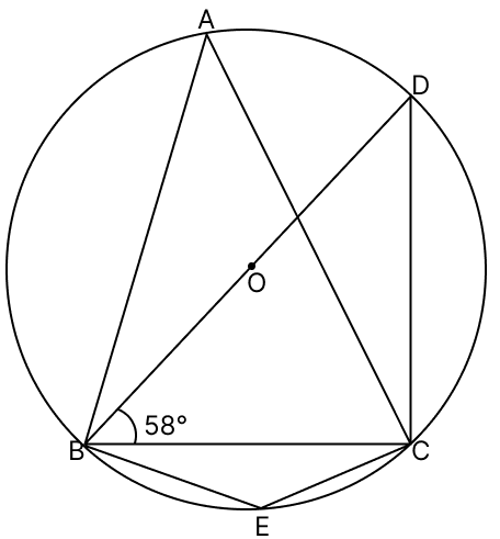 In the given figure, ∠DBC = 58° and BD is a diameter of the circle. Calculate. Loci, RSA Mathematics Solutions ICSE Class 10.