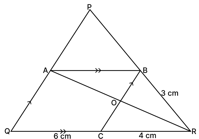 In ΔPQR, AB ∥ QR, QP ∥ CB and AR intersects CB at O. Similarity of Triangles, RSA Mathematics Solutions ICSE Class 10.