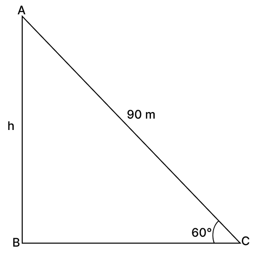 The length of a string between a kite and a point on the ground is 90 m. The string makes an angle of 60° with the level ground. If there is no slack in the string, the height of the kite is: Volume And Surface Area of solid RSA Mathematics Solutions ICSE Class 10.