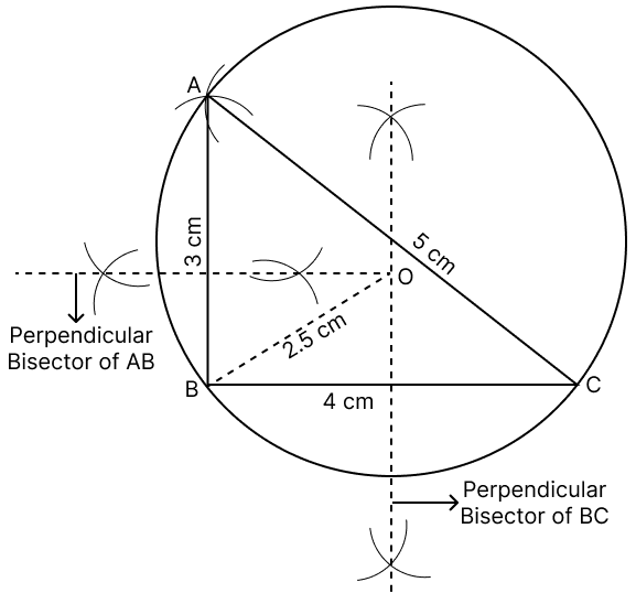 Construct a triangle with sides 5 cm, 4 cm and 3 cm. Draw its circumcircle and measure its radius. Tangent Properties of Circles, RSA Mathematics Solutions ICSE Class 10.