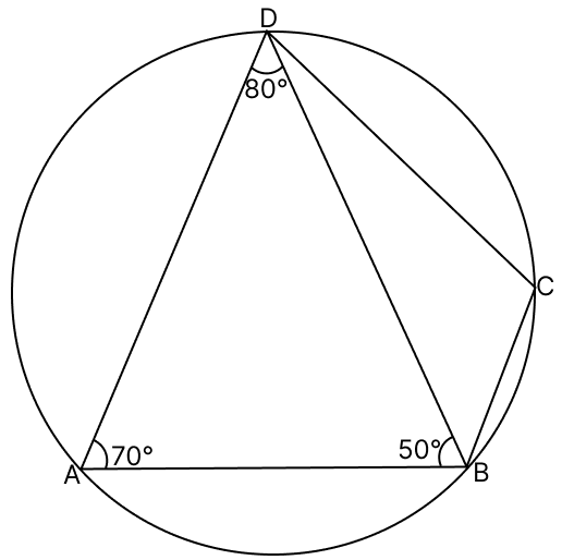 In the given figure, ∠BAD = 70°, ∠ABD = 50° and ∠ADC = 80°. Loci, RSA Mathematics Solutions ICSE Class 10.